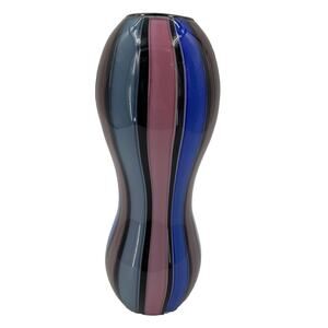 Isola Art Glass Vase Signed & Dated 97 Multicolor Stripe 14.5" Made‎ In USA